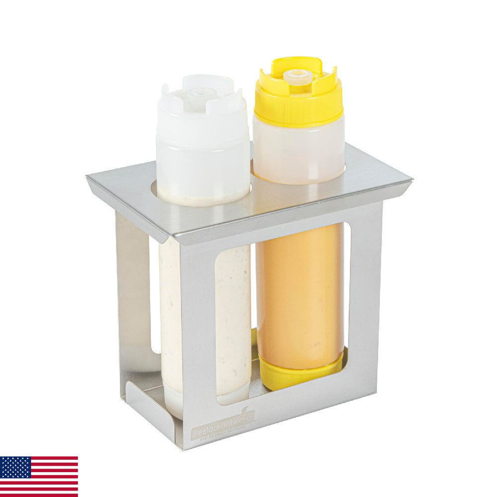 Restaurantware Stainless Steel Squeeze Bottle Holder – 1 Case – 7.01 x 4.49 x 6.
