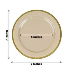 TAUPE10 Round 7″ Plastic SALAD PLATES Gold Rim Party Events Tableware