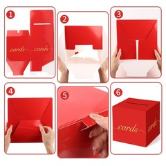 Red Card Box Gold Foil Slot Receiving Money Wedding Birthday Anniversary