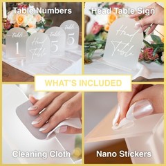 5×7 Frosted Arch Acrylic Table Numbers 1-15, Stands, Head Table Sign,White Font