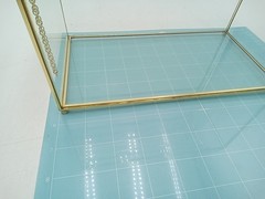 Glass Card Box Gold Trim Treasure Chest Shape with Card Slot