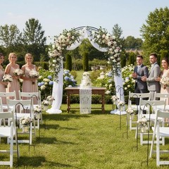 Lounsweer 7.8FT Metal Wedding Arch Trellis for Ceremony, Rustproof Garden Arb…