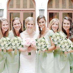 Artificial Bridesmaid Bouquets Set of 6 for Wedding – 7 Inch White Flowers Bouqu