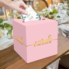 1 PCS Light Pink Gold Foil Card Box 8.7 Inch Money Birthday Wedding Party