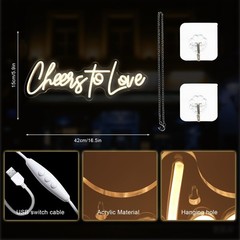 «Cheers to Love LED Neon Sign – Wedding Room Decor»