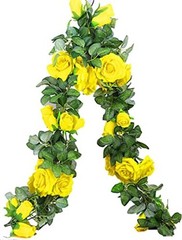 13 FT Artificial Rose Vine Flowers Fake Rose Garland Flower Silk Hanging Yellow