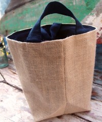 Natural Burlap Storage Black Cotton Lining Basket 9″ x 9″ x 7″ – Lot 1 or 6 bags