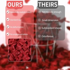 Uvaluefeet 1000 Pcs Artificial Fake Rose Petals,Flower 1000Pcs, Dark Red