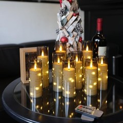 Flameless Candles with Recessed String Light, Battery Operated Grey#12*1