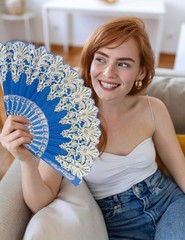 Handheld Chinese Folding Fan Hand Fans for Women Foldable Bulk 5 Mixed Colors