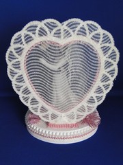 New Elegant Porcelain Bride & Groom Wedding CakeTop, pink decor & heart, #350