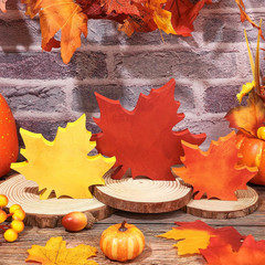 Whaline 3 Pcs Fall Leaves Wooden Signs Retro Maple Leaves Table Centerpieces