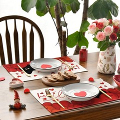 Artoid Mode Hello Love Heart Cat Valentine 12″ x 18″, Rectangular 4 Pcs, Red