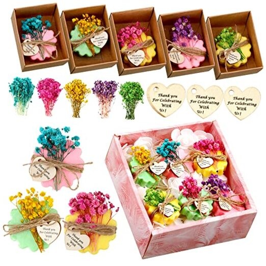 Set of 45 Soap Favors DIY Bridal Shower Favors Bulk Green, Yellow, Red Flower
