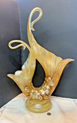 Rare & Unique Pearl Illusion Centerpiece Table Vase Large 18” MCM Art Deco