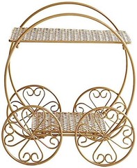 14 in Gold 2 Tier Cinderella Carriage Cupcake Dessert Display Stand | Metal