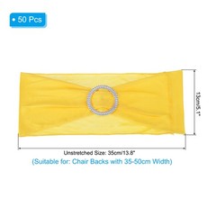 50Pcs 14″x5″ Stretch Chair Sashes Bows Chair Bands Sash with Buckle, Yellow