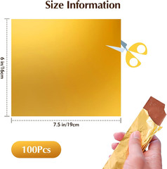 100Pcs Chocolate Bar Wrappers, 6″ X 7.5″ Gold Candy Bar Wrappers for Homemade Al