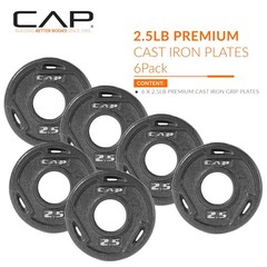 Cap Barbell 2-Inch Olympic Grip Weight Plate 2.5 Lb Set Of 6 Black Ophwis-002.5