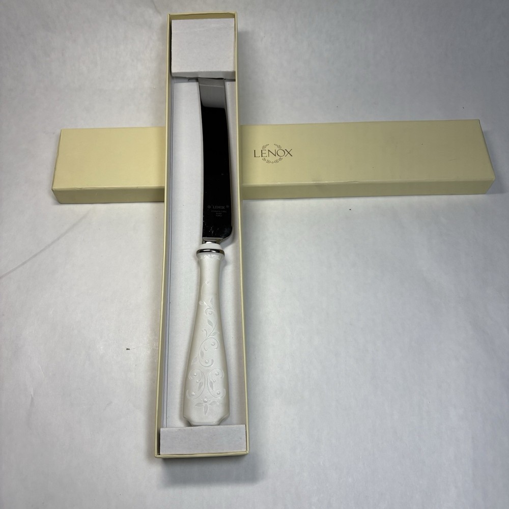 Lenox Opal Innocence Cake Knife Stainless Steel In Box 13”