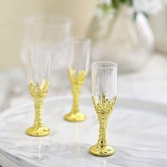 12 Clear Gold 4″ Mini Champagne Flutes Party Favor Gift Holders Events Supplies