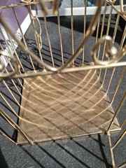 Gold Finish Metal Heart Bird Cage+Adj Hanging Chain Wedding Card Holder Planter