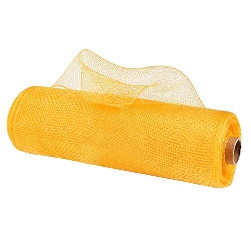 Yellow Deco Mesh Rolls – 10″ Yellow Fabric Mesh Ribbon for Christmas Tree