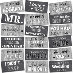 24 Designs Wedding Photo Booth Props Double Sided 11X5.5 Inch Photo Booth Props