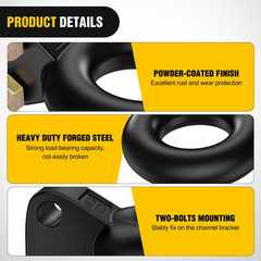 Heavy Duty Pintle Hitch Lunette Ring Tow Eye,3″ ID, 26,455 Lbs（12T） Capacity,Bla