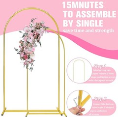 6FT Arch Backdrop Stand, Gold Metal Arch Stand Backdrop Ideal for Weddings