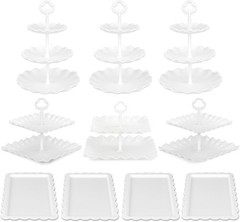 Cake Stand Set Cupcake Stands Appetizer Plates Party Decor White 11pcs