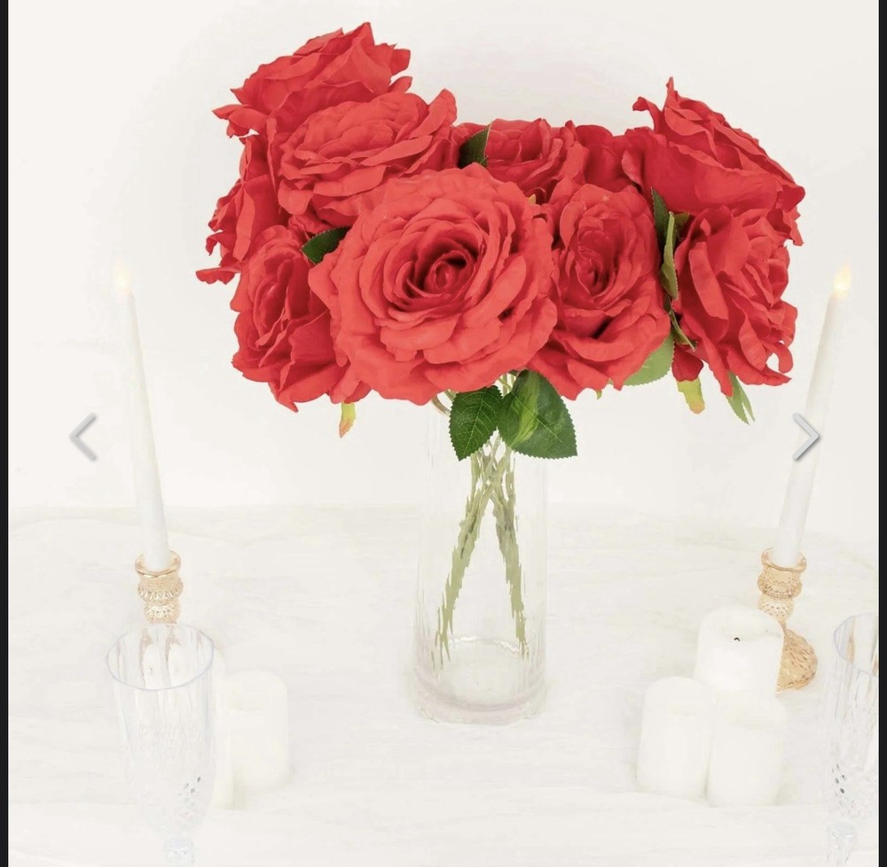 Red 2 Bushes 30″ ARTIFICIAL Faux Silk Rose FLOWERS Bouquet Wedding Decorations