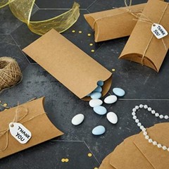 100Pc Small Kraft Paper Pillow Gift Boxes w/ Twine for Jewelry Candy Party Favor