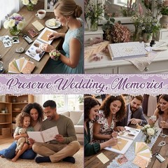Wildflower Wedding Guest Book Set – 8.5×7 Inch Scrapbook for Cherished Memories