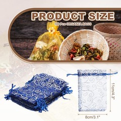 100Pcs Organza Bags 3.1×4.3 Inch Candy Bags Mesh Bag Jewelry Bag Blue-Silver