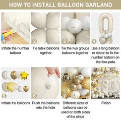 80th Birthday Decorations Sand White Gold,80th Balloon Arch Garland Kit With …