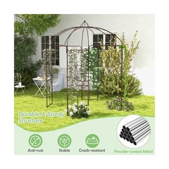7×8.4 FT Metal Garden Arbor Pergola with Trellis Birdcage Shape