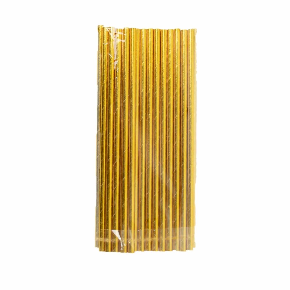 Gold 50 Metallic 8″ Disposable Food Grade Drinking Paper Straws Party Events