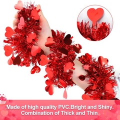 50FT Valentine’s Day Decorations, Red Valentines Heart Tinsel