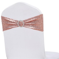Double-Sided Sequins Rose Gold Chair Sashes for Wedding Decor, Rose Gold Sequ…