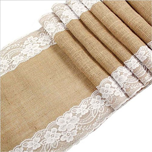 Awtlife 12 x 120 Inch Burlap Table Runner for Wedding Bridal Shower Baby