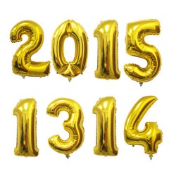 FOIL NUMBER BALLOON 40 INCH LARGE HELIUM NUMBER BALLOON 0-9 IN GOLD AND SILVER
