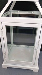 White 10 1/2” Hanging Candle Lantern Wedding Center Piece w/ Clear Glass Decor
