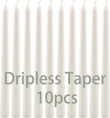 Stonebriar Tall 10″ White Unscented Dripless 10 Count Taper 10-Pack,