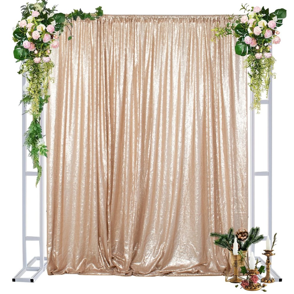 DUOBAO Champagne Backdrop Curtain 8ft Photo Background Wedding Backdrops 4FT …
