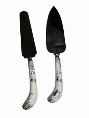 Vintage England Stainless Steel Cake Knife Serving Pieces Flowers
