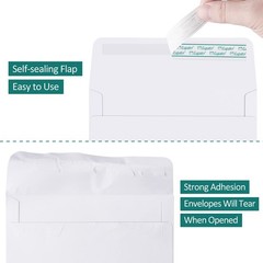 Eupako A6 White Envelopes 4×6, 100 Pack Self Seal (6.5×4.75 Inches),