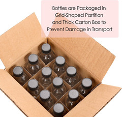 12 Pack, 2 Oz Small Clear Glass Bottles W/Lid & 3 Funnels – 60Ml Boston Shot Bot