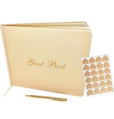 Wedding Engagement Guest Book 7×9” Elegant Gold Photo Album 100 Blank Page
