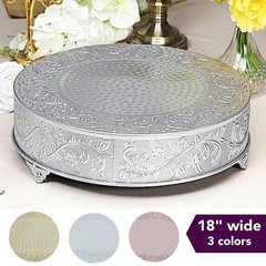 18″ wide Round Floral Embossed Cake Stand Dessert Holder Wedding Centerpieces